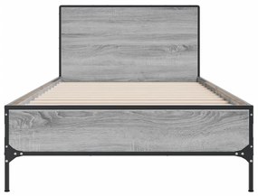 sonoma tölgyszínű szerelt fa és fém ágykeret 100 x 200 cm