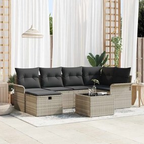 Kerti Kanapé Szett 7 pcs Világosszürke 242.5 x 132.5 x 85 cm
