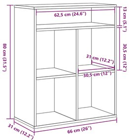 könyvszekrény betonszürke 66x31x80 cm szerelt fa
