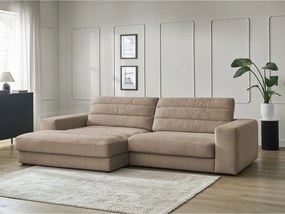 Szürkésbarna bársony sarokkanapé (bal oldali-heverő résszel) Sierra – Bobochic Paris