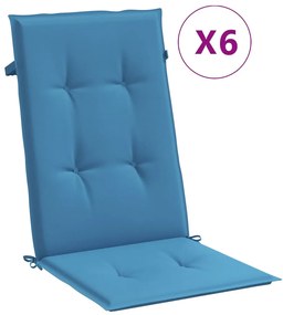 6 db melange kék szövet magas háttámlájú székpárna 120x50x4 cm