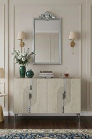 Meyra 120 - White, Travertine, Silver