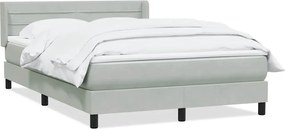 vidaXL világosszürke bársony rugós ágy matraccal 140x210 cm
