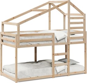 vidaXL tömör fenyőfa emeletes ágy matrac nélkül 90 x 190 cm