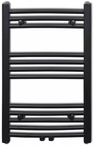 Ívelt fekete törölközőszárító radiátor központi fűtéssel 500 x 764 mm