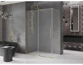 Mexen Velar, zuhanykabin tolóajtóval 130 x 75 cm, 8 mm-es matt üveg, arany fényes, 871-130-075-31-50