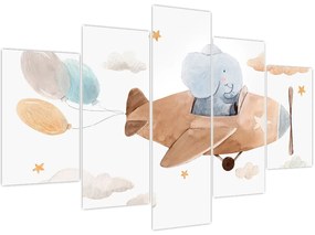 Kép - Akvarell elefánt egy repülőgépen (150x105 cm)