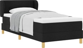 vidaXL Boxrugós ágy matracmal fejtámlával Fekete 90 x 190 cm szövet