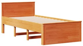 barna tömör fenyőfa fejtámlás ágykeret matrac nélkül 90x190 cm