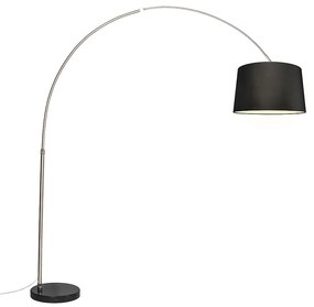 Acél ívlámpát szövet árnyékolóval fekete 45 cm - XXL