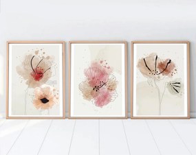 Huhu205 keretezett MDF falikép, 50 x 70 cm, 3 db-os szett