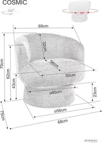 Forgatható design fotel COSMIC RAVEN, sötétbézs