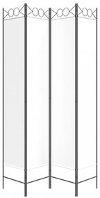 4 paneles fehér szövet térelválasztó 160x220 cm
