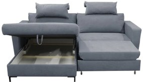 HORTA balos, L-alakú, ággyá nyitható sarokkanapé tárolóval, sötétszürke