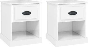 vidaXL 2 db magasfényű fehér szerelt fa éjjeliszekrény 39x39x47,5 cm