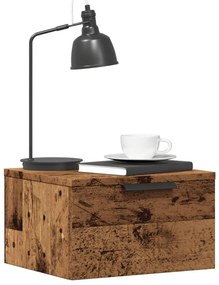 2 db antik fa színű falra szerelhető éjjeliszekrény 34x30x20 cm