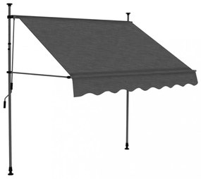 antracitszürke kézzel kihúzható LED-es napellenző 150 cm