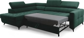 Nardo L sarokkanapé ágyfunkcióval bal oldali - zöld bársony Bluvel 78