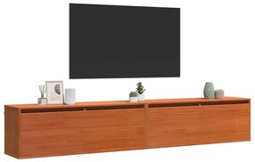 Fali Szekrények 2 pcs Viaszbarna 100 x 30 x 35 cm Tömör fenyőfa