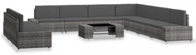 10 részes szürke polyrattan kerti ülőgarnitúra