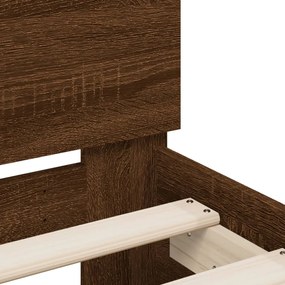 barna tölgy színű fejtámlás ágykeret matrac nélkül 100 x 200 cm