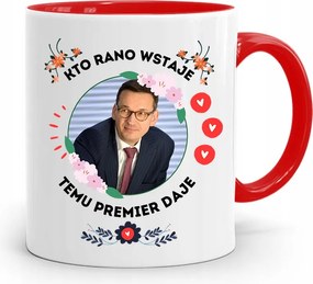 Piros Politikus Bögre Mateusz Morawiecki Miniszterelnök fényképes nyomtatással