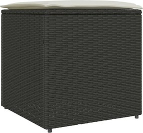vidaXL Párnás doboz tárolóval Fekete 50 x 50 x 50 cm polirattan