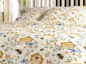 Pamut ágynemű WOODEN HOUSES POLY színes Ágyneműhuzat mérete: 2 db 70 x 90 cm | 200 x 220 cm