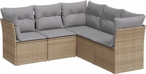 vidaXL 5 részes bézs polyrattan kerti ülőgarnitúra párnákkal