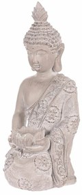 Dekoráció Buddha szobor térdelve, szürke,polirezin , 25 x 24 x 57 cm