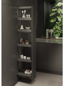 Konyhai fémrács, kamravasalat, 600mm, antracit, teljes kihúzású, csillapított záródás, 1215-1515mm, 4 kosár SIGE, PRO LINE 260