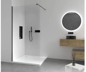 Cerano Onyx, Walk-in zuhany paraván 160x200 cm, 8mm átlátszó üveg, fekete profil, CER-CER-426379