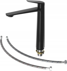 Mosdó Csaptelep Magas Fürdőszoba Sárgaréz Álló Csaptelep Nave Fekete