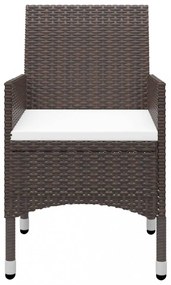3 részes barna polyrattan és üveg kerti étkezőgarnitúra
