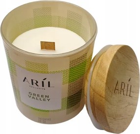 Aril Exclusive Illatgyertya üvegben fa kanóc Green Valley 28 h