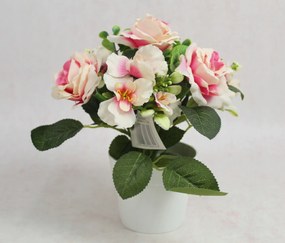 Művirág cserépben rózsa 23cm