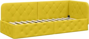 vidaXL Sarokágy keret fejtámlával Sárga 80 x 200 cm Bársony