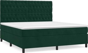 vidaXL sötétzöld bársony rugós ágy matraccal 180x200 cm