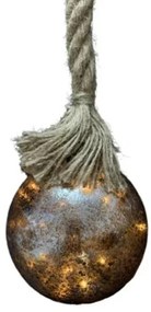 LED karácsonyi dekoráció juta kötéllel, arany-réz, átmérője 20 cm