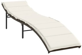 2 db barna polyrattan napozóágy párnával