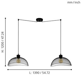Eglo 43306 - Csillár zsinóron POMPEYA 2xE27/60W/230V pók