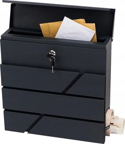 Postaláda Fekete Modern Újságtartóval Szerelőcsapok A Csomagban