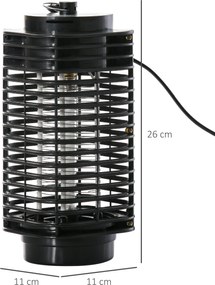 Outsunny Rovarriasztó Lámpa, Elektromos Benti és Kinti Moszkitó Ölő, 3W LED, Elektromos Légy Ölő Lógó Kampóval, Fekete Rovarriasztó Lámpa | Aosom