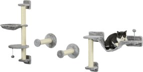 PawHut 4 részes macskabútor készlet falra szerelhető kaparófával, függőágyakkal és puha létrával | Aosom