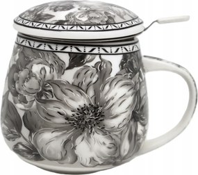 Porcelán teásbögre fedő szűrő virág motívum 450 ml
