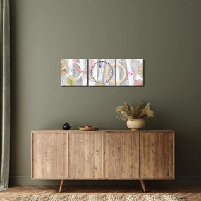 Absztrakt pitypangos kép (órával) (90x30 cm)