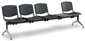 Design műanyag pad, 4 üléses + asztal, fekete