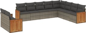vidaXL 10 részes szürke polyrattan kerti ülőgarnitúra párnákkal