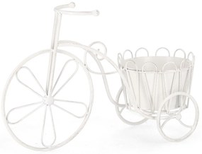 Fehér fém bicikli virágtartó 54x34 cm