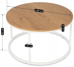 Dohányzóasztal Tölgy/Fehér Színben. ANN MAX